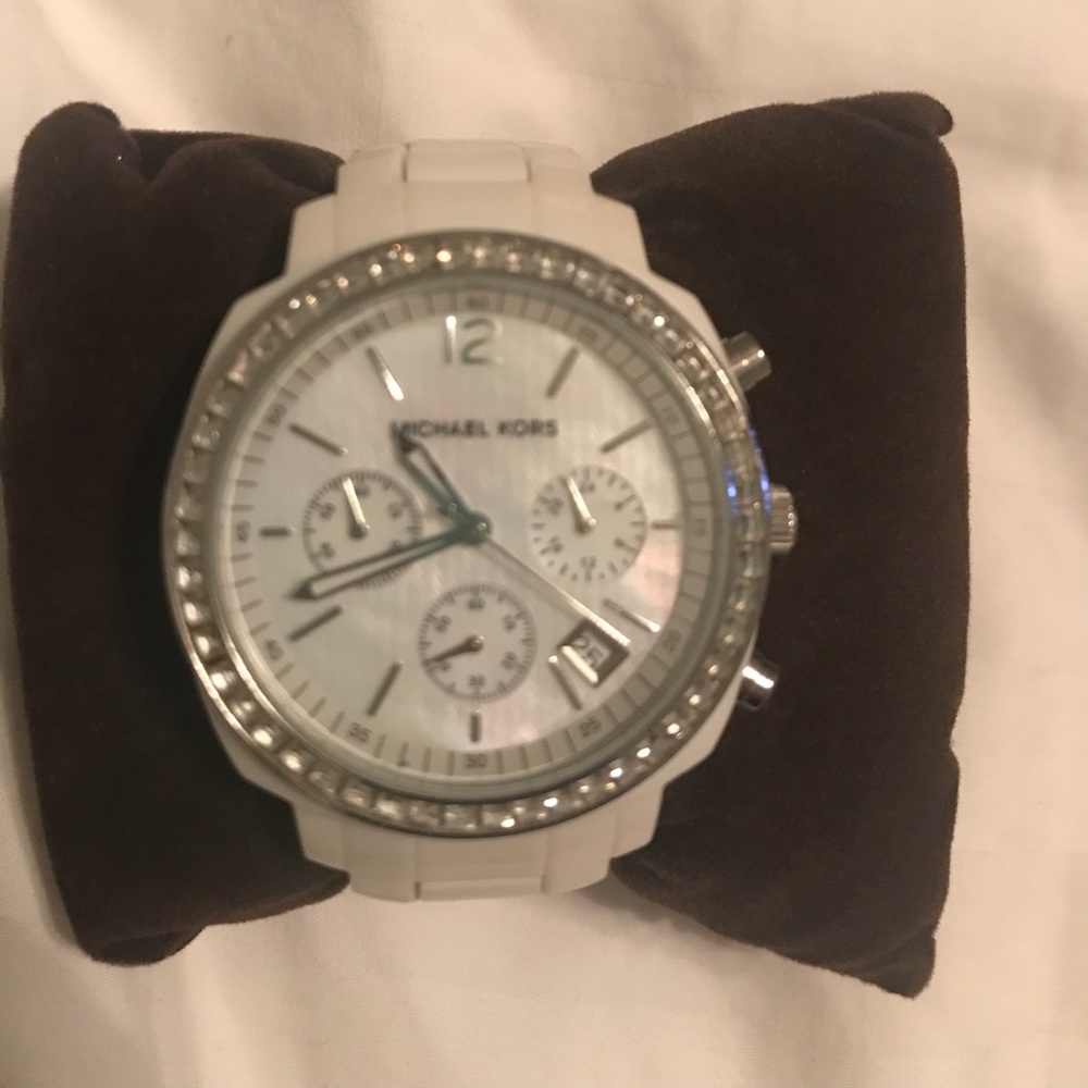Michael Kors White Watch with Rhinestones